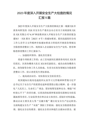 2023年度深入开展安全生产大检查的情况汇报5篇.docx