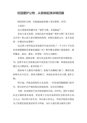 校园爱护公物从我做起演讲稿四篇.docx