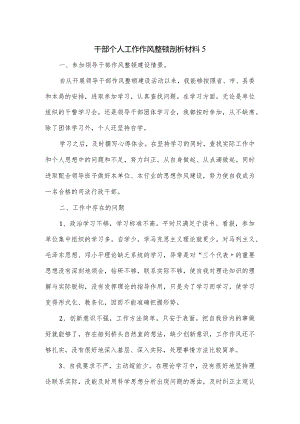 干部个人工作作风整顿剖析材料.docx