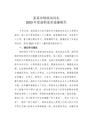 某某市财政局局长2023年度述职述责述廉报告.docx