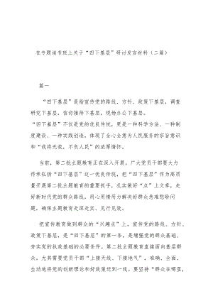 在专题读书班上关于“四下基层”研讨发言材料(二篇).docx