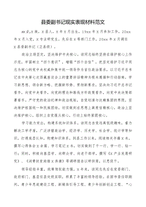县副书记现实表现材料干部考察.docx