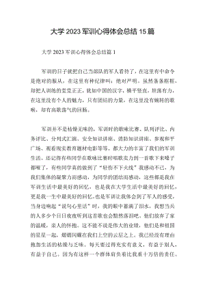 大学2023军训心得体会总结15篇.docx