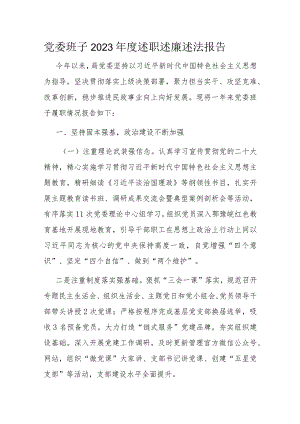 党委班子2023年度述职述廉述法报告.docx