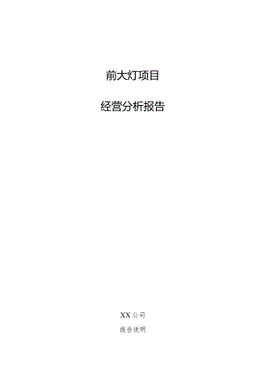 前大灯项目经营分析报告.docx