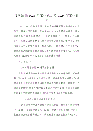 县司法局2023年工作总结及2024年工作计划.docx