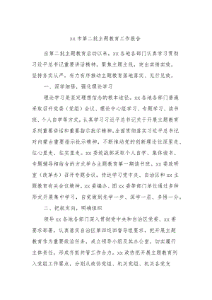 XX市第二批主题教育工作报告 .docx
