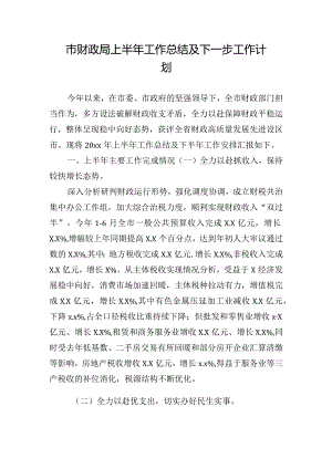 市财政局上半年工作总结及下一步工作计划.docx
