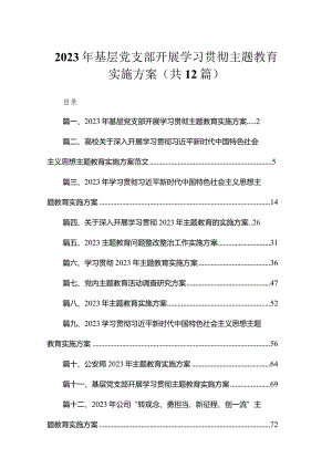 2023年基层党支部开展学习贯彻专题教育实施方案【12篇精选】供参考.docx