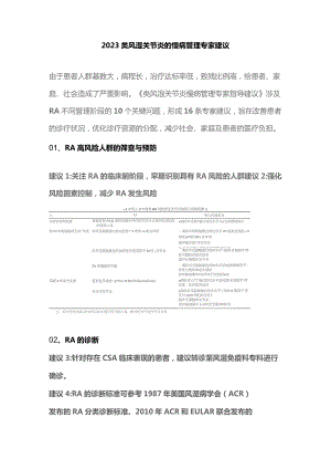 2023类风湿关节炎的慢病管理专家建议.docx