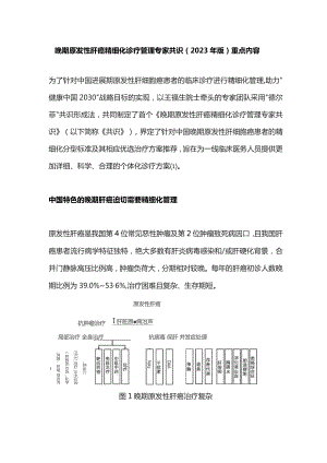 晚期原发性肝癌精细化诊疗管理专家共识（2023年版）重点内容.docx