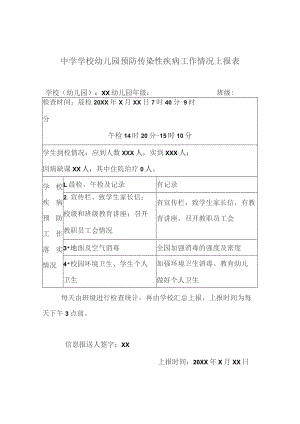 幼儿园预防传染性疾病工作情况上报表.docx