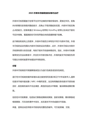 2023外侧半月板病变的诊断与治疗.docx