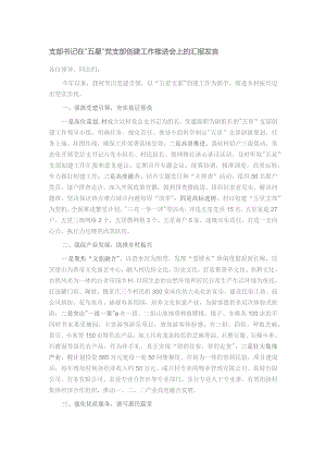 支部书记在“五星”党支部创建工作推进会上的汇报发言.docx