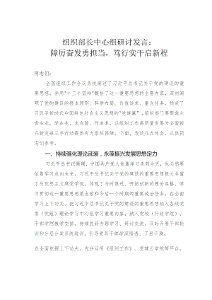 组织部长中心组研讨发言：踔厉奋发勇担当笃行实干启新程.docx