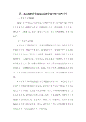第二批主题教育专题民主生活会领导班子对照材料.docx