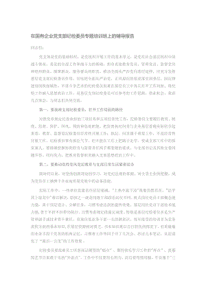 在国有企业党支部纪检委员专题培训班上的辅导报告.docx