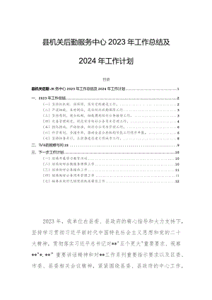 县机关后勤服务中心2023年工作总结及2024年工作计划.docx