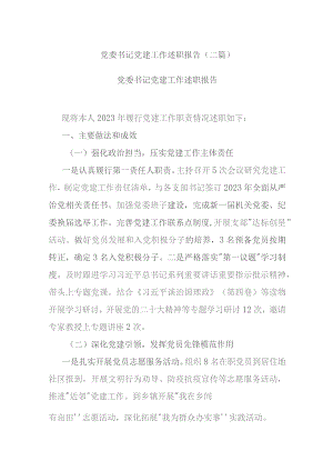 党委书记党建工作述职报告(二篇).docx
