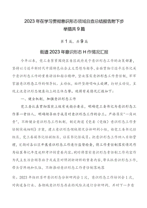 2023年在学习贯彻意识形态领域自查总结报告附下步举措共9篇.docx