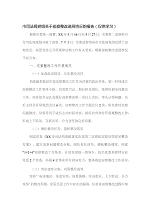 市司法局党组关于巡察整改进展情况的报告.docx