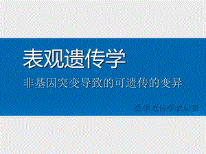 医学表观遗传学非基因突变导致的可遗传的变异.ppt