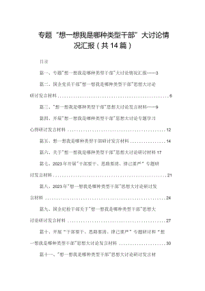 专题“想一想我是哪种类型干部”大讨论情况汇报【14篇精选】供参考.docx