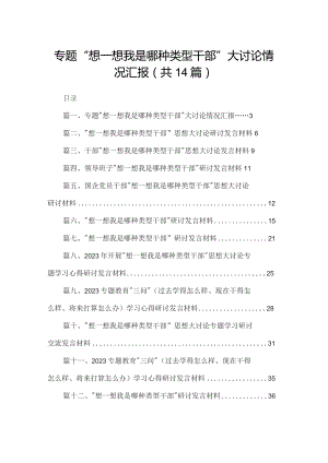 专题“想一想我是哪种类型干部”大讨论情况汇报14篇供参考.docx