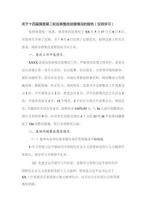 关于十四届旗委第二轮巡察整改进展情况的报告.docx