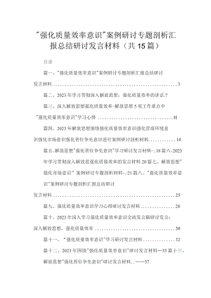 2023“强化质量效率意识”案例研讨专题剖析汇报总结研讨发言材料最新版15篇合辑.docx