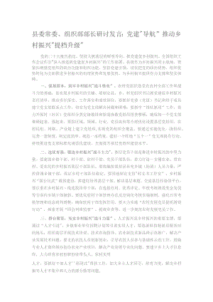 县委常委、组织部部长研讨发言：党建“导航” 推动乡村振兴“提档升级”.docx