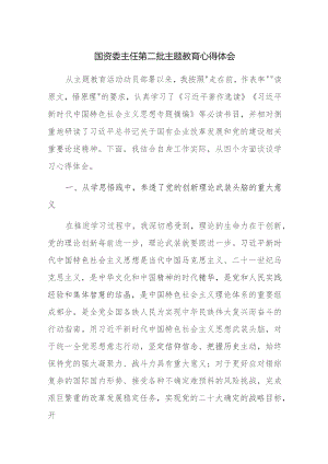 国资委主任第二批主题教育心得体会交流发言范文2篇.docx