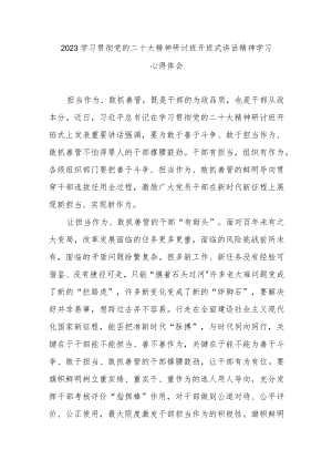 2023学习贯彻党的二十大精神研讨班开班式讲话精神学习心得体会3篇.docx
