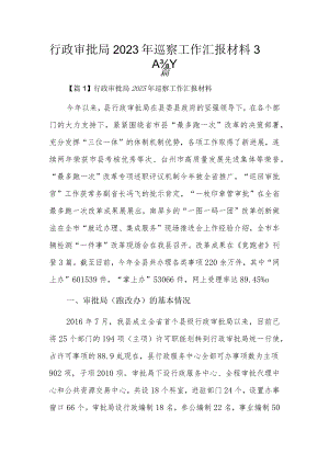 行政审批局2023年巡察工作汇报材料3篇.docx