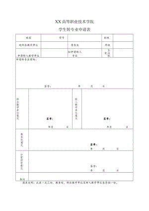 XX高等职业技术学院学生转专业申请表.docx