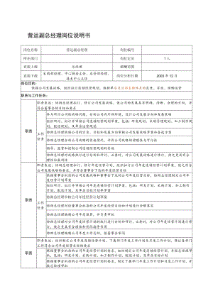 84.某餐饮企业营运副总经理岗位说明书(doc).docx