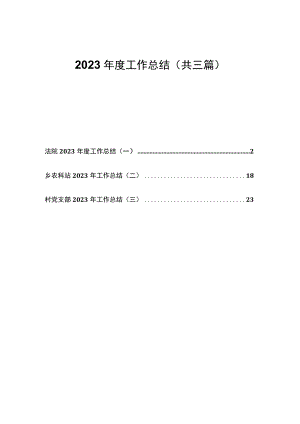 （3篇）2023年度工作总结（法院、农科站、村党支部）.docx