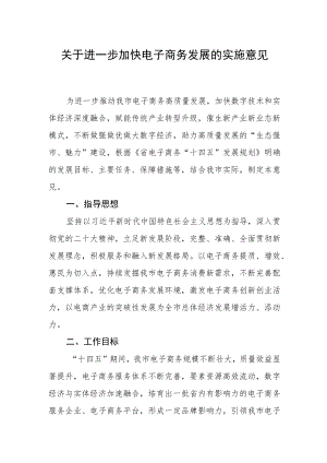 关于进一步加快电子商务发展的实施意见.docx