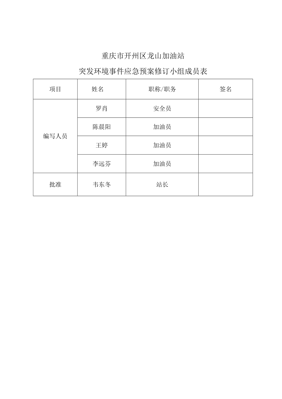 重庆市开州区龙山加油站突发环境事件应急预案.docx_第2页