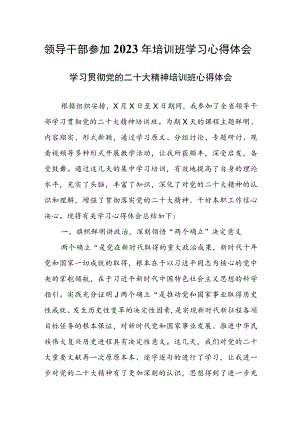 领导干部参加2023年培训班学习心得体会.docx
