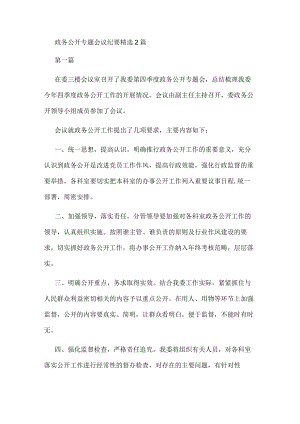 政务公开专题会议纪要精选2篇.docx