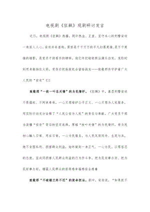 电视剧《狂飙》观剧研讨发言.docx