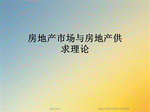 房地产市场与房地产供求理论.ppt