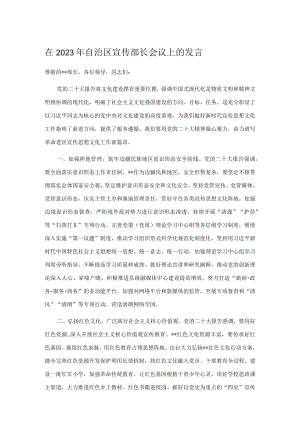 在2023年自治区宣传部长会议上的发言.docx