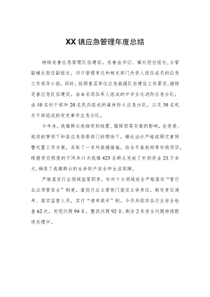 XX镇应急管理年度总结.docx