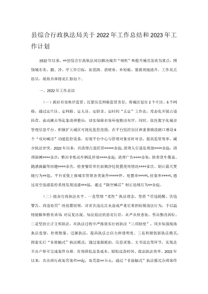 县综合行政执法局关于2022年工作总结和2023年工作计划.docx