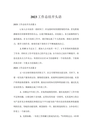2023工作总结开头语.docx