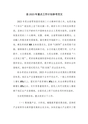县2023年重点工作计划参考范文.docx