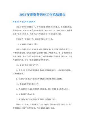 2023财务岗位工作总结报告.doc