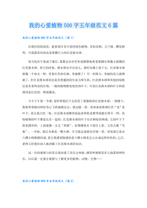 我的心爱植物500字五年级范文6篇.doc